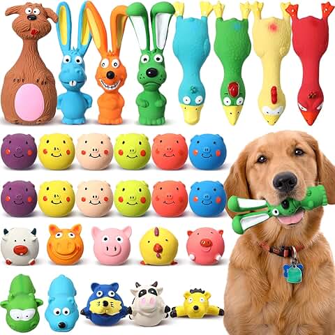 30 Pcs Soft Rubber Dog Toys for Small to Large Pets