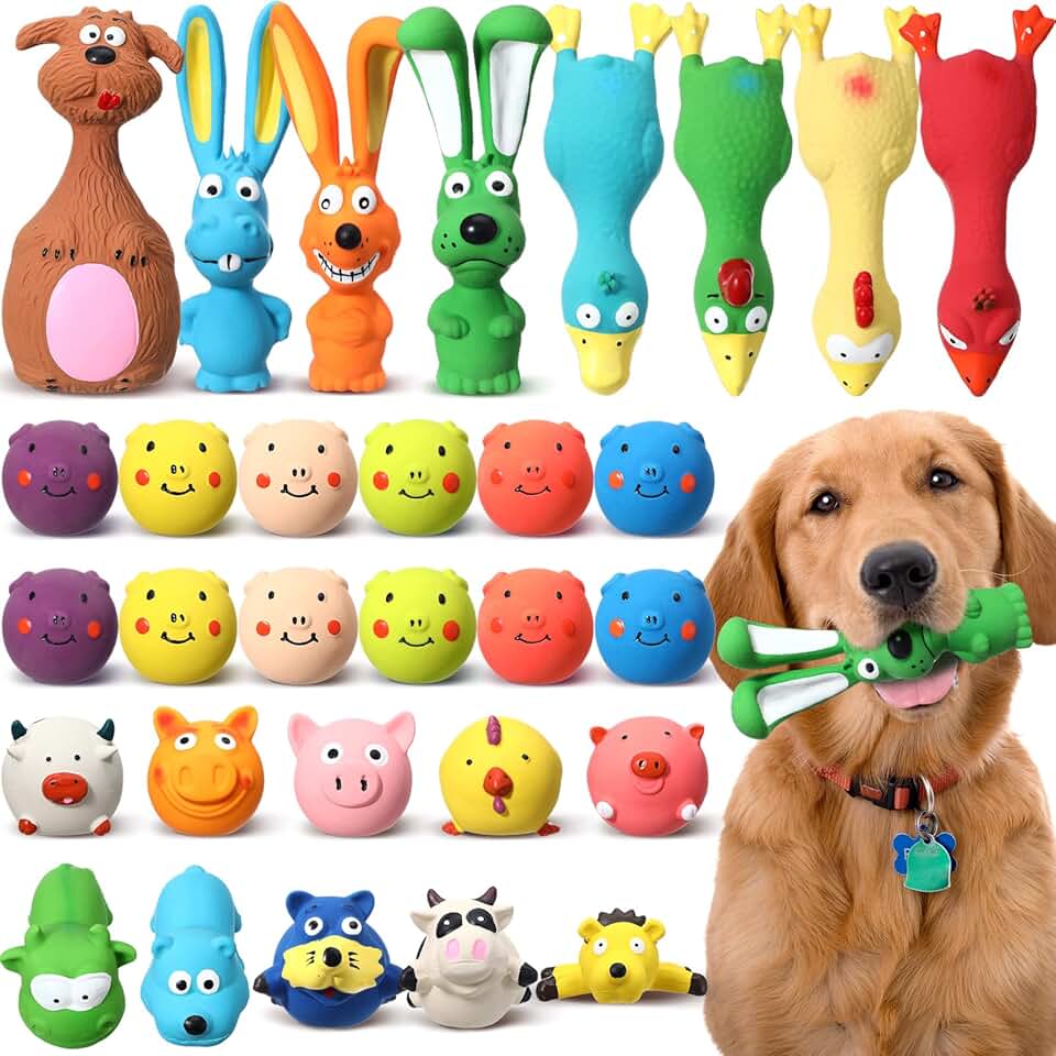 30 Pcs Soft Rubber Dog Toys for Small to Large Pets