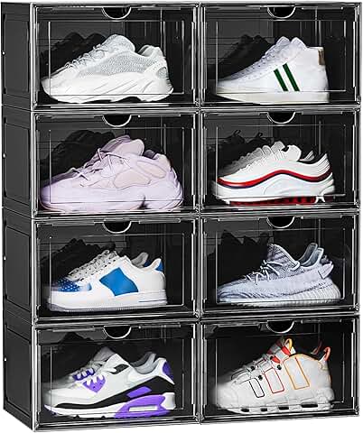 8 Pack Large Clear Shoe Storage Boxes