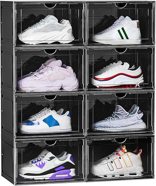 8 Pack Large Clear Shoe Storage Boxes