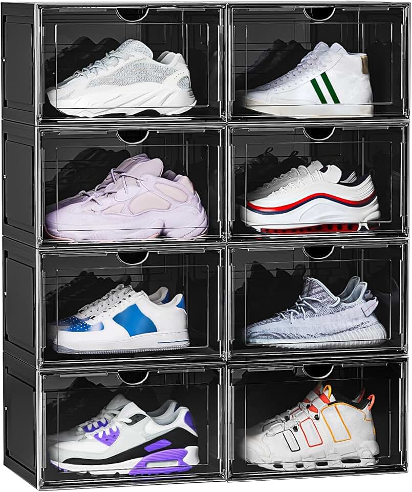8 Pack Large Clear Shoe Storage Boxes