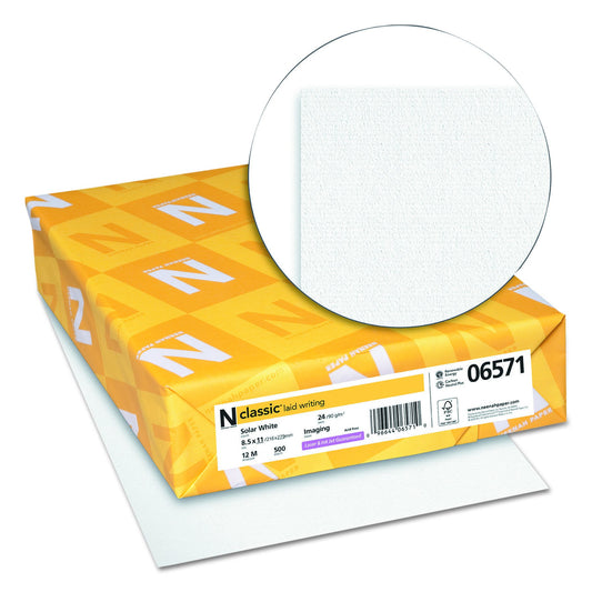 Classic Laid Stationery, 97 Bright, 24 lb, Solar White