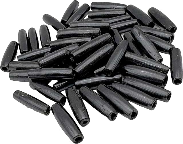Black Buffalo Bone Hairpipe Beads, 1 inch, 50 pieces