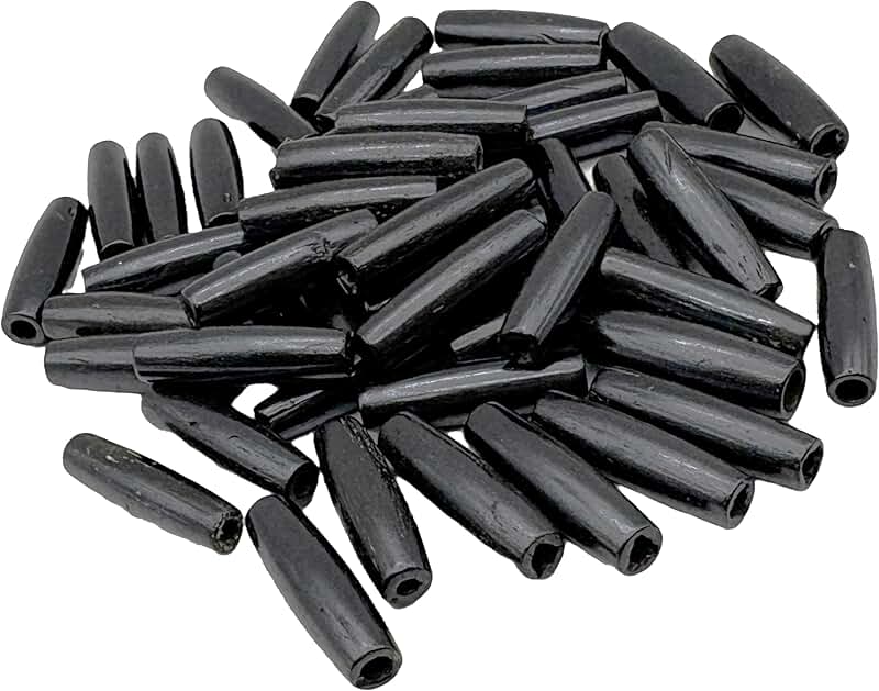 Black Buffalo Bone Hairpipe Beads, 1 inch, 50 pieces