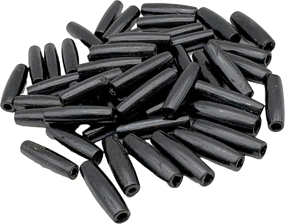 Black Buffalo Bone Hairpipe Beads, 1 inch, 50 pieces