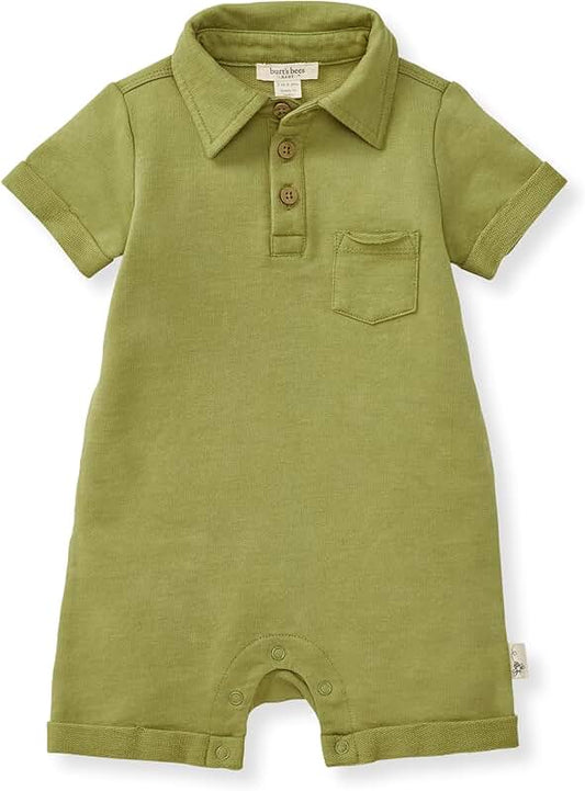 Baby Boys Organic Cotton Polo Romper and Coverall Set
