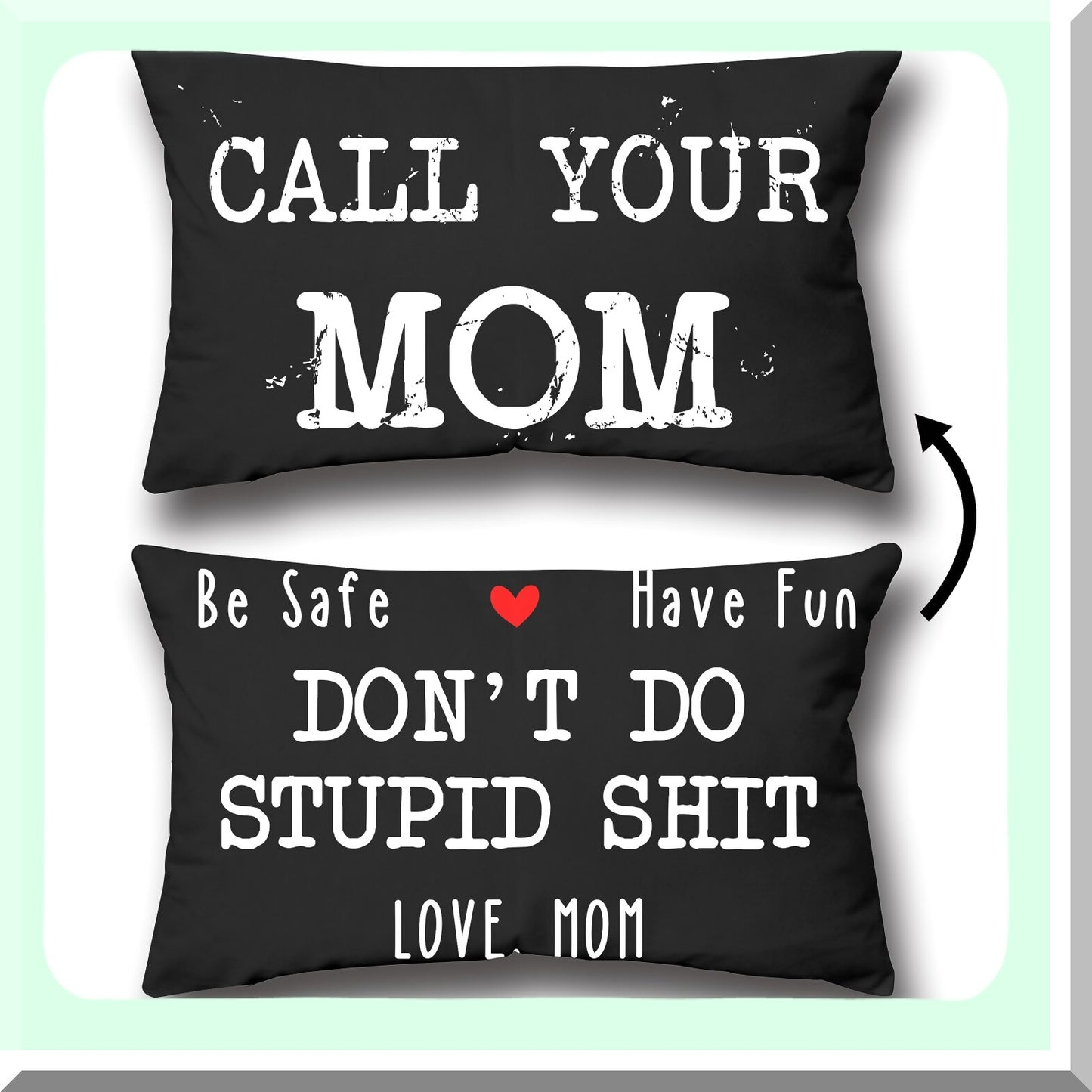 Mom's Love Reversible Throw Pillow Cover - Safe & Fun Decor for Home, Bedroom, College Dorm - Gifts for Daughter & Son - 12x20 Inch Cushion Cover