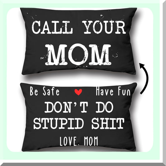 Mom's Love Reversible Throw Pillow Cover - Safe & Fun Decor for Home, Bedroom, College Dorm - Gifts for Daughter & Son - 12x20 Inch Cushion Cover