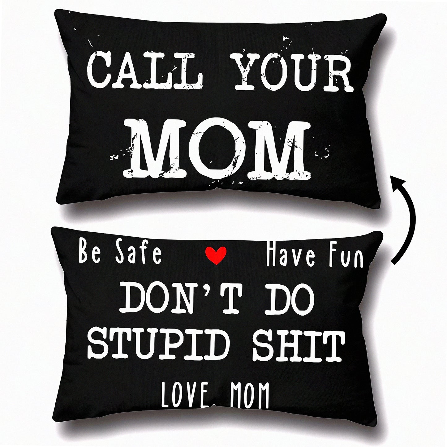 Mom's Love Reversible Throw Pillow Cover - Safe & Fun Decor for Home, Bedroom, College Dorm - Gifts for Daughter & Son - 12x20 Inch Cushion Cover