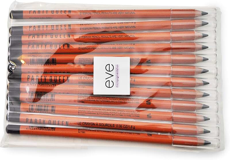 Light Black Eyebrow Pencils, 12 Pack for Microblading and PMU