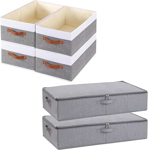 Clothing Storage Bins with Handles and Sturdy Structure