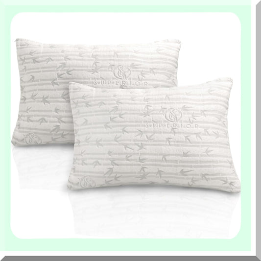 CoolBamboo Comfort Pillow - Breathable Cooling Support for Neck, Side, and Back. Rayon from Bamboo Cover with Shredded Memory Foam Filling. Queen Size 19" x 28".