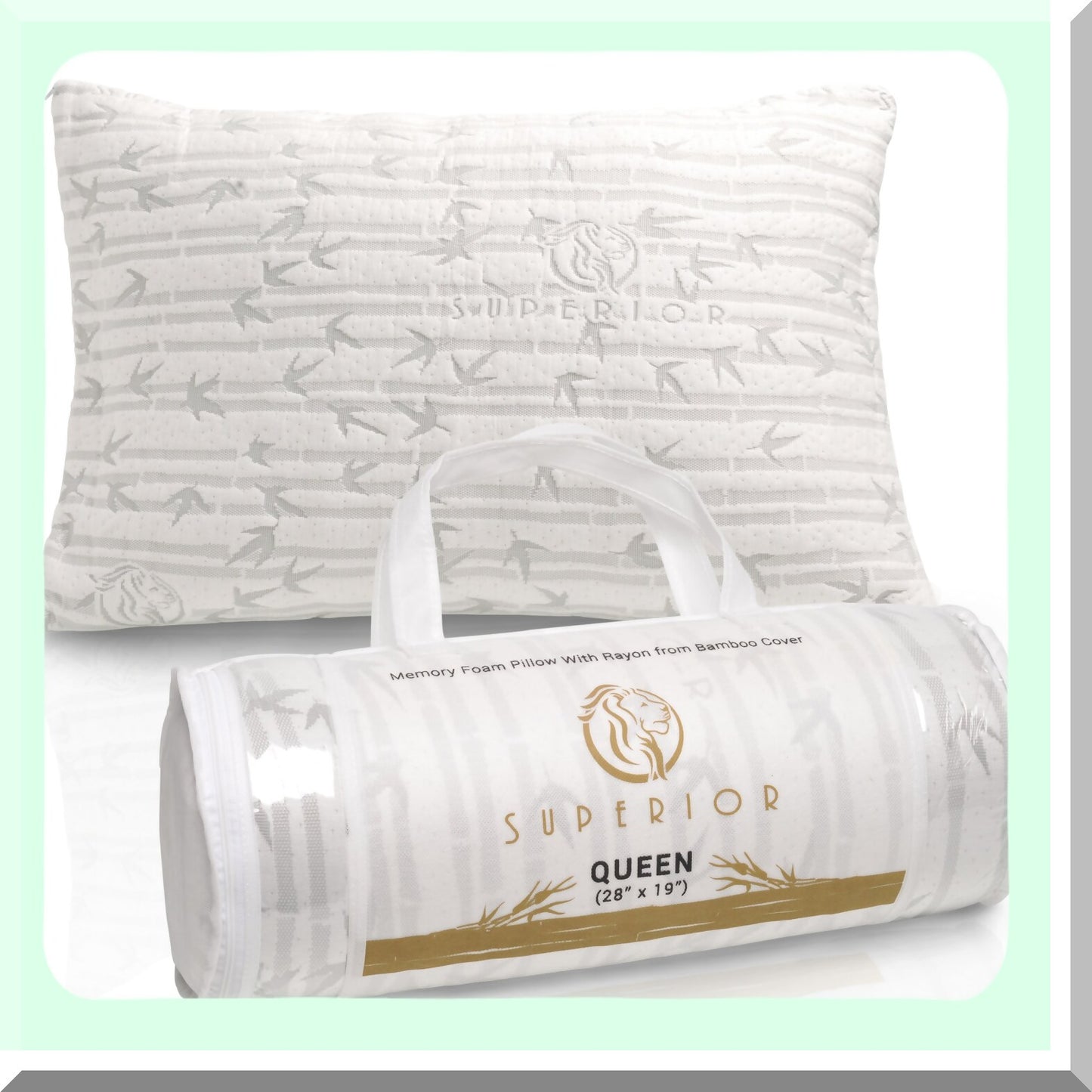 CoolBamboo Comfort Pillow - Breathable Cooling Support for Neck, Side, and Back. Rayon from Bamboo Cover with Shredded Memory Foam Filling. Queen Size 19" x 28".