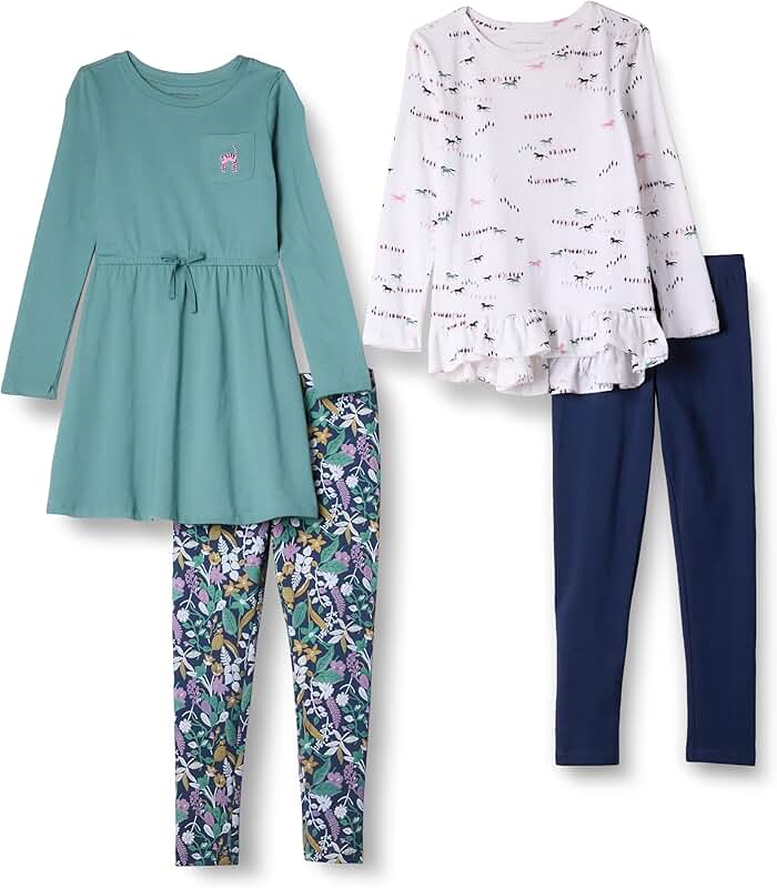 Girls and Toddlers' Long-Sleeve Outfit Set, 4 Pieces