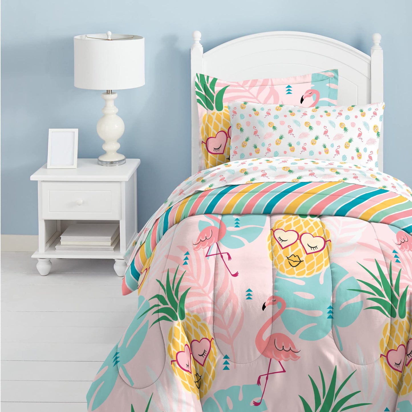 Easy-Wash Super Soft Microfiber Comforter Bedding, Twin, Pineapple Pink