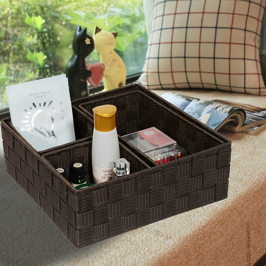 Set of 4 Woven Storage Baskets for Organization