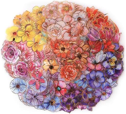 Golden Floral Watercolor Stickers for Journals and Crafts