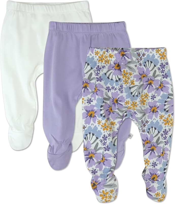 Baby Unisex Footed Pants 3-Pack in Organic Cotton