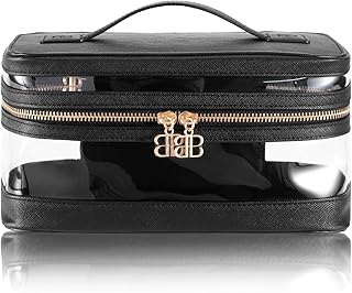 Clear Vanity Bag with Vegan Leather and Faux Suede Interior