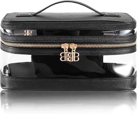 Clear Vanity Bag with Vegan Leather and Faux Suede Interior