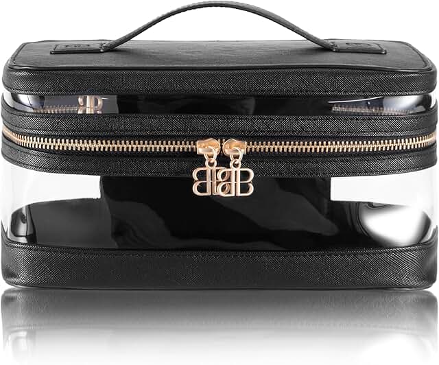 Clear Vanity Bag with Vegan Leather and Faux Suede Interior