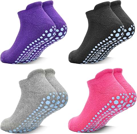 Non-slip yoga socks for women, 4 pairs
