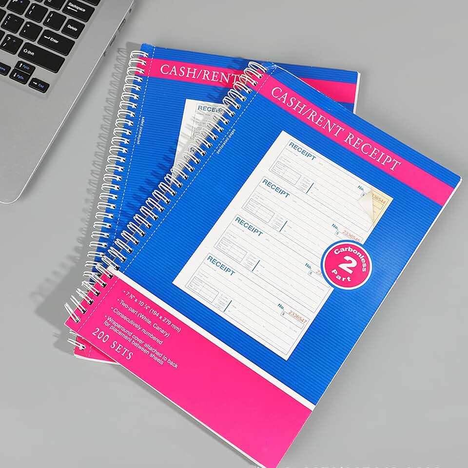 Money and Rent Receipt Book, 2-Part Carbonless, Spiral Bound