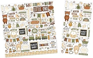 Gender-neutral baby stickers for scrapbooking, 2 pieces
