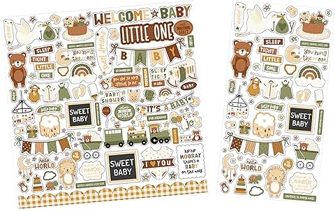Gender-neutral baby stickers for scrapbooking, 2 pieces