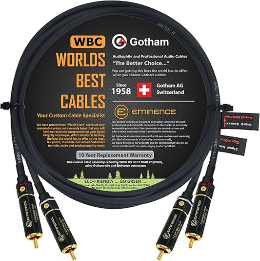 2 Foot RCA Audio Interconnect Cable Pair