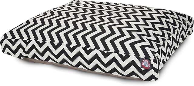 Washable Chevron Rectangle Dog Bed with Non-Slip Base