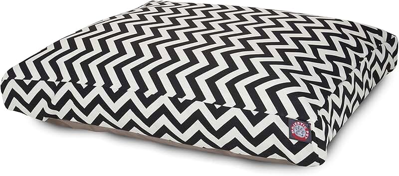 Washable Chevron Rectangle Dog Bed with Non-Slip Base
