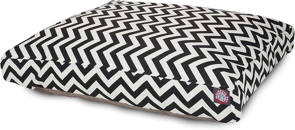 Washable Chevron Rectangle Dog Bed with Non-Slip Base