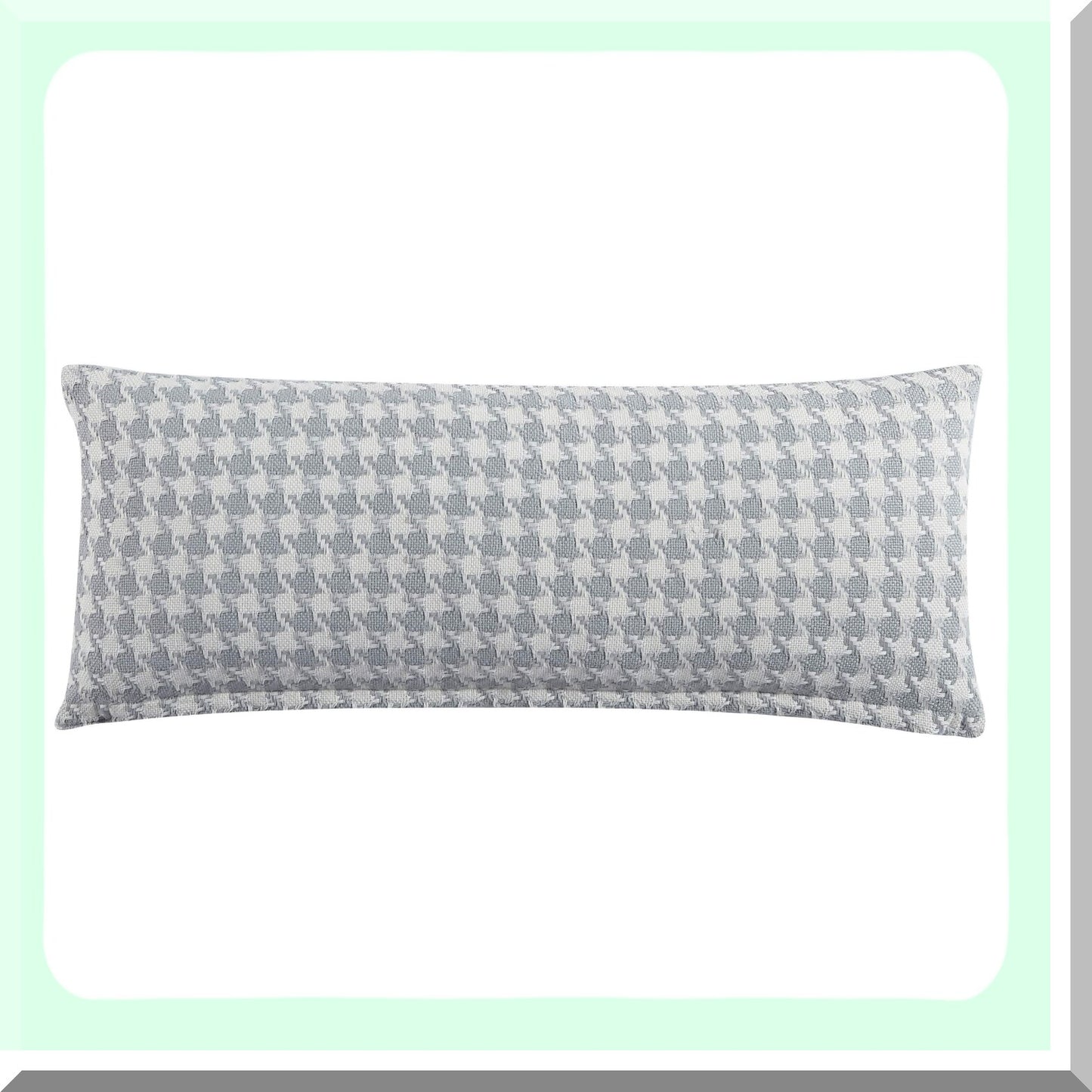 EcoChic Houndstooth Grey Pillow Cover - Sustainable Fabric, Hidden Zipper, Modern Home Decor for Couch or Bed - 14" x 36"