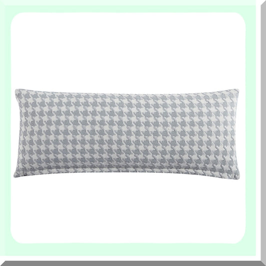 EcoChic Houndstooth Grey Pillow Cover - Sustainable Fabric, Hidden Zipper, Modern Home Decor for Couch or Bed - 14" x 36"