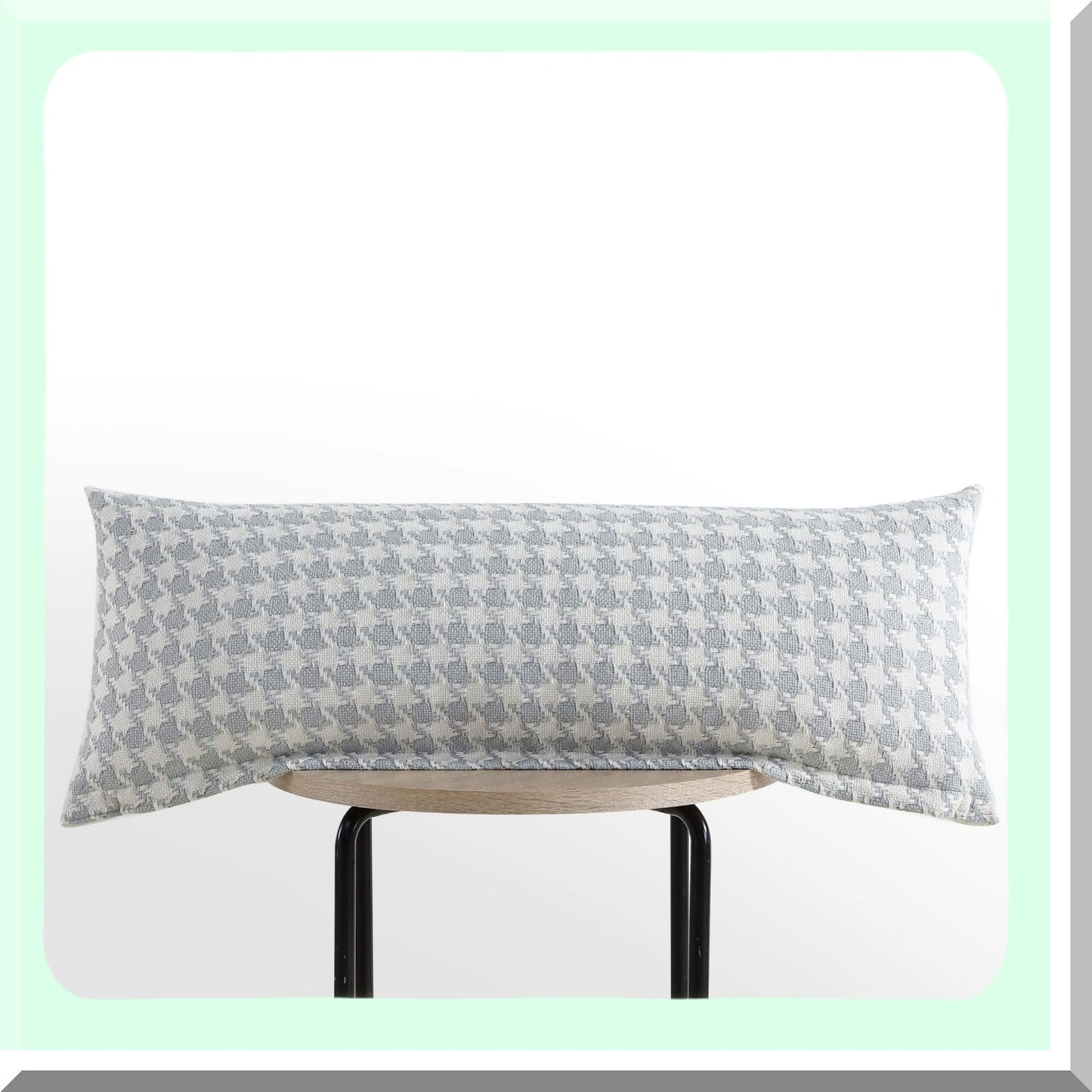 EcoChic Houndstooth Grey Pillow Cover - Sustainable Fabric, Hidden Zipper, Modern Home Decor for Couch or Bed - 14" x 36"