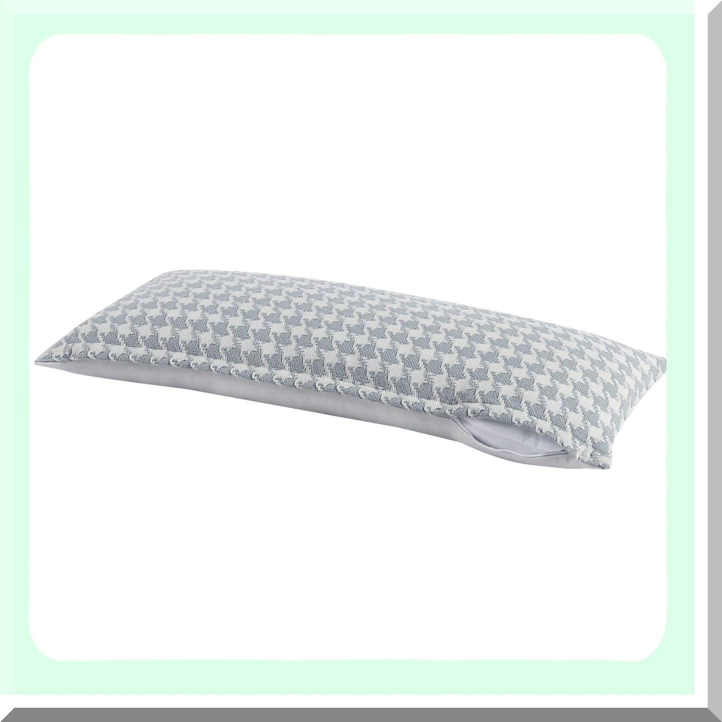 EcoChic Houndstooth Grey Pillow Cover - Sustainable Fabric, Hidden Zipper, Modern Home Decor for Couch or Bed - 14" x 36"