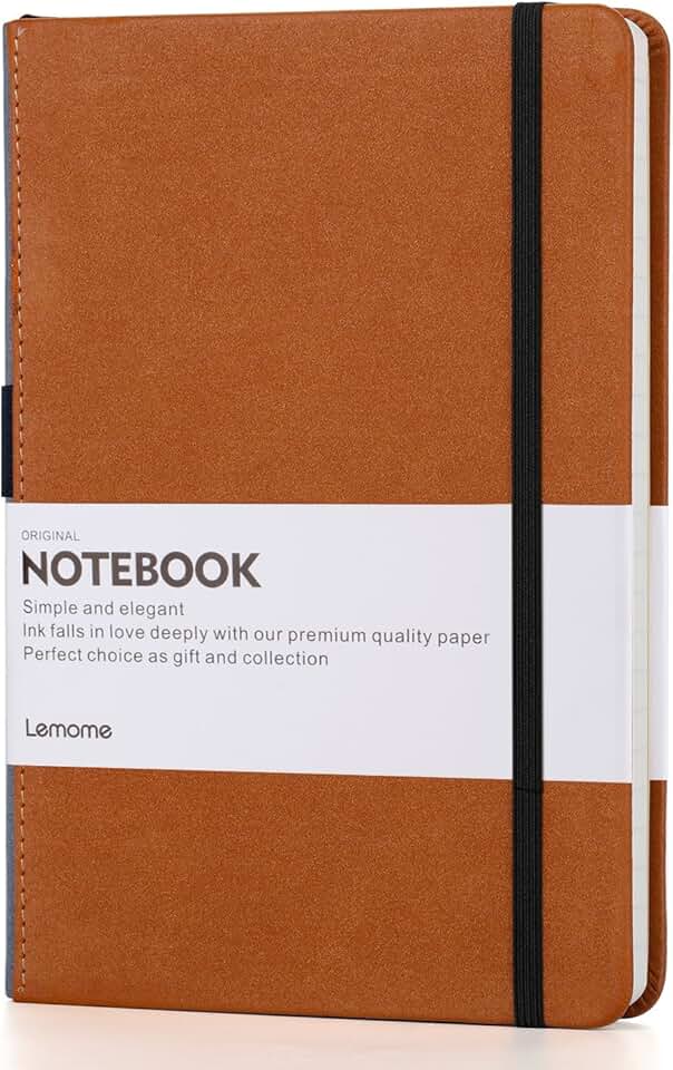 Hardcover Grid Paper Notebook with Pen Holder, 8.4 x 5.7 in