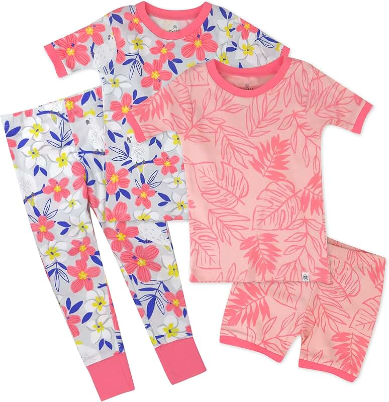 Girls' 4-Piece Organic Cotton Sleepwear Set