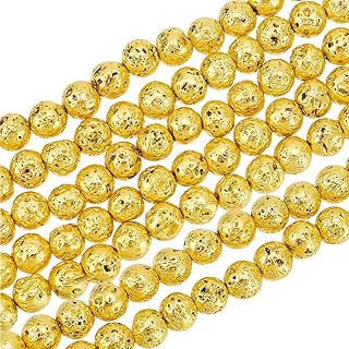 235pcs Gold Lava Stone Beads for Jewelry Making