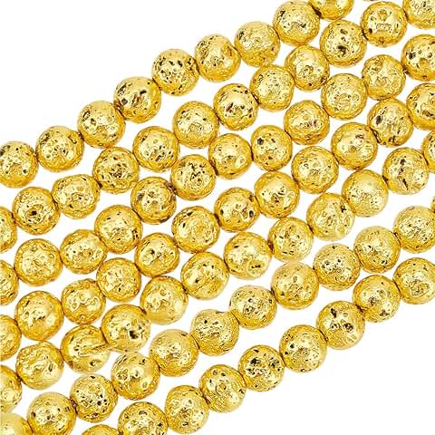 235pcs Gold Lava Stone Beads for Jewelry Making
