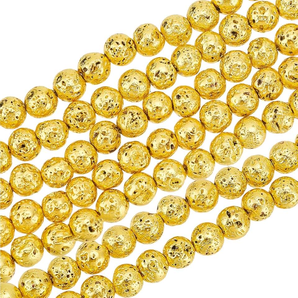 235pcs Gold Lava Stone Beads for Jewelry Making