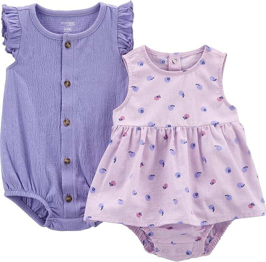Baby girls' sleeveless romper set