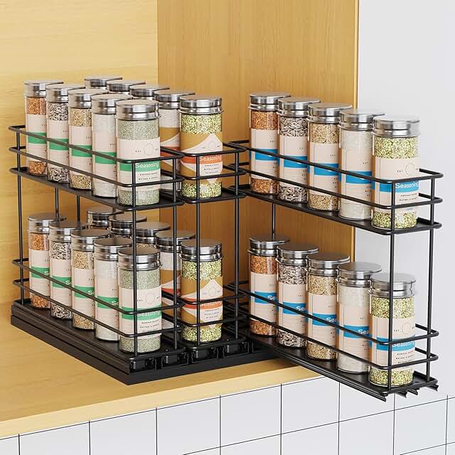 Pull Out Spice Rack Organizer with 3 Drawers