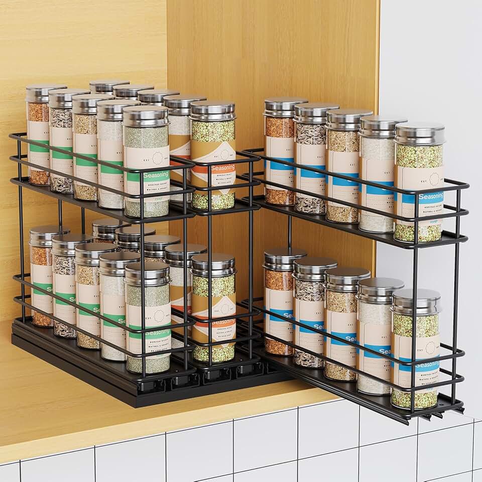 Pull Out Spice Rack Organizer with 3 Drawers