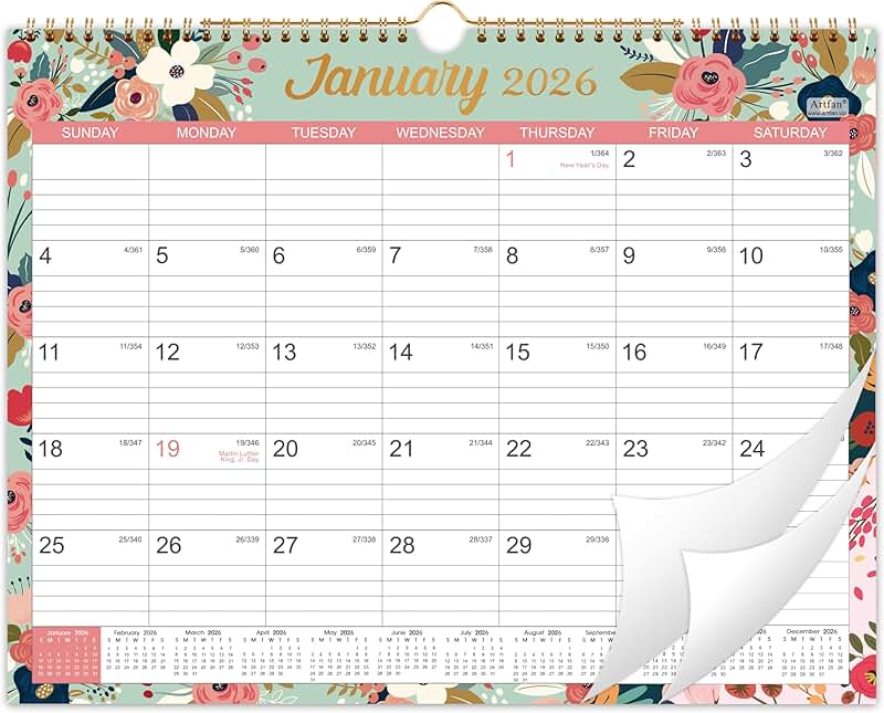 2026 Wall Calendar with Notes and To-Do List