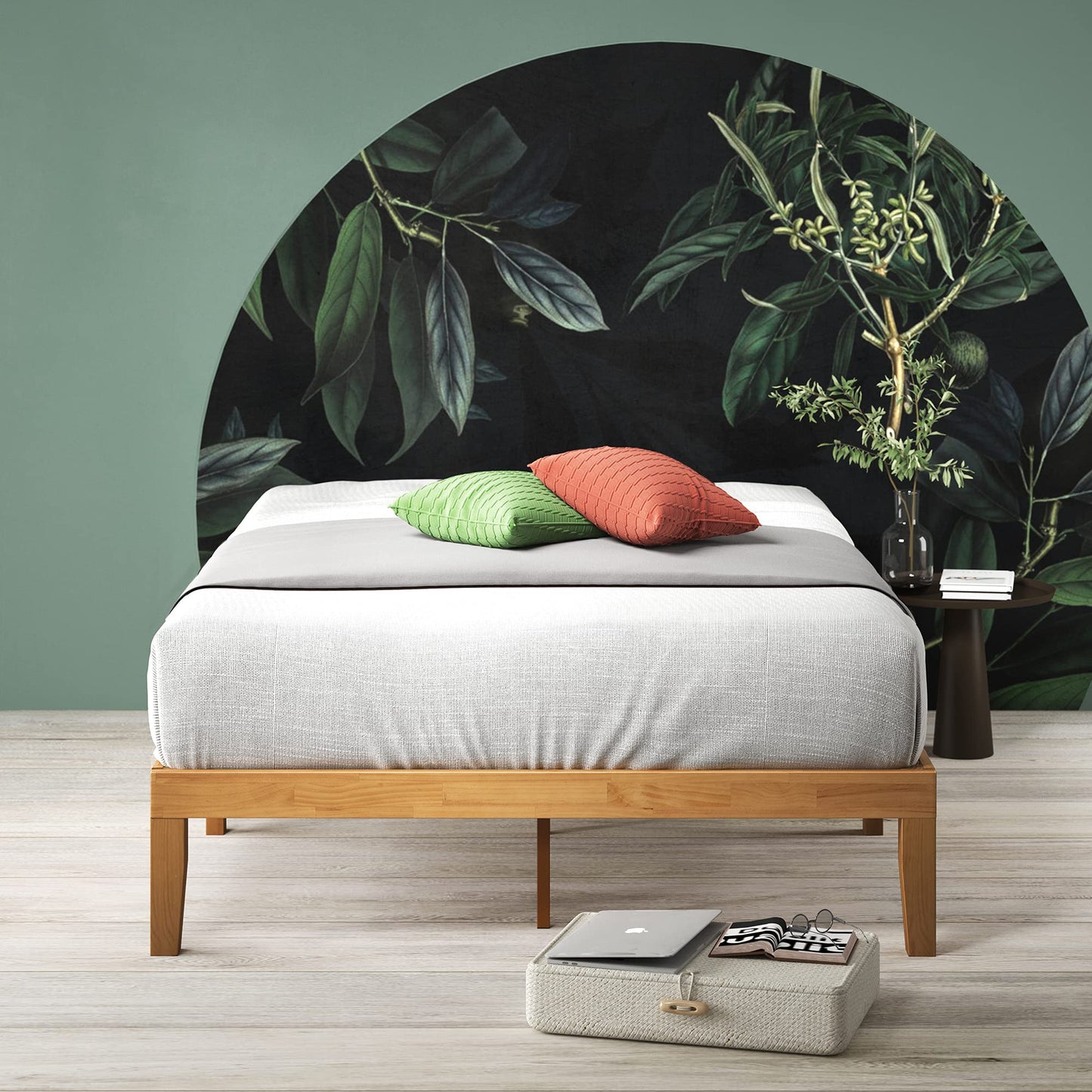 Moiz Wood Platform Bed Frame  Wood Slat Support  No Box Spring Needed  Easy Assembly, Natural, Twin