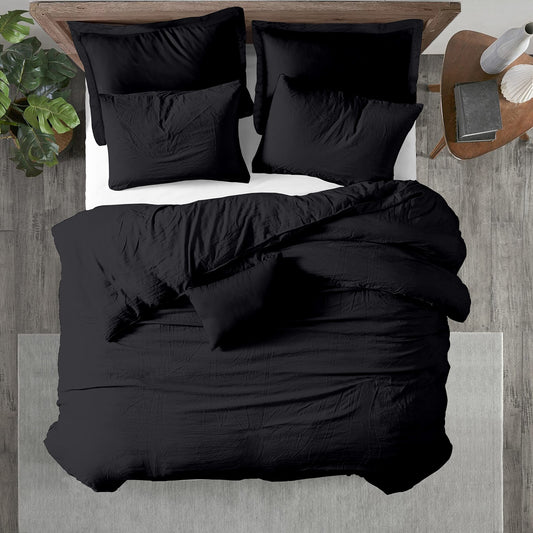 600 Thread Count 100% Premium Duvet Cover  Breathable All Season Comforter Cover with Zipper Closure  Corner Ties  Smooth Sateen Weave Cal King/King 1 Pc Duvet Cover, Black)