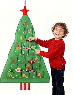 Tree-Shaped Christmas Advent Calendar with 24 Gift Pockets