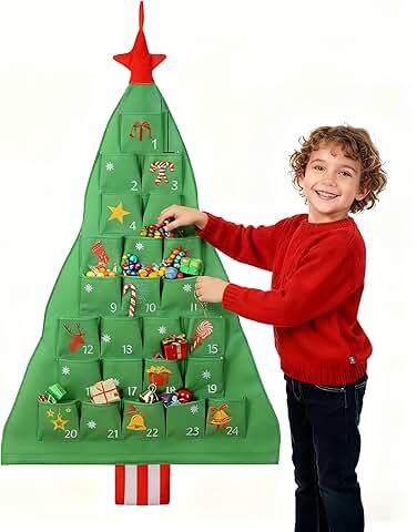 Tree-Shaped Christmas Advent Calendar with 24 Gift Pockets